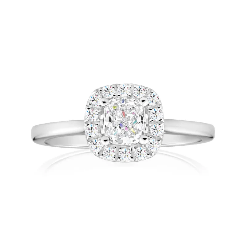 14ct White Gold Ring With 75 Points Of Diamonds