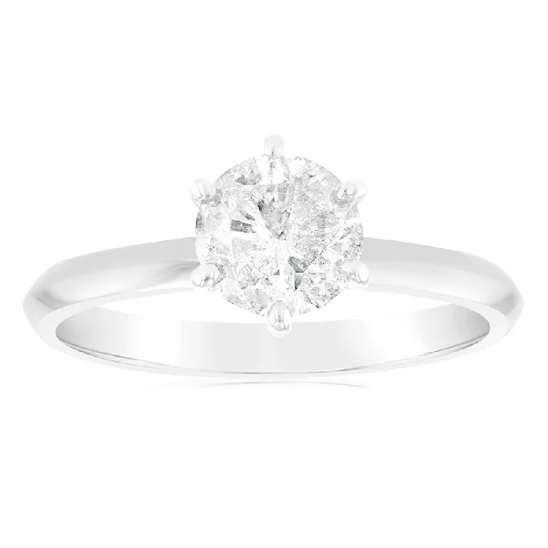 14ct White Gold Solitaire Ring with 1.00 Carat HJ P1/3 Diamond