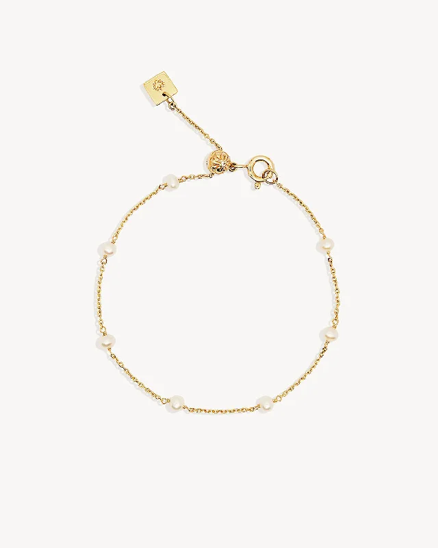 14k Solid Gold Serene Pearl Bracelet