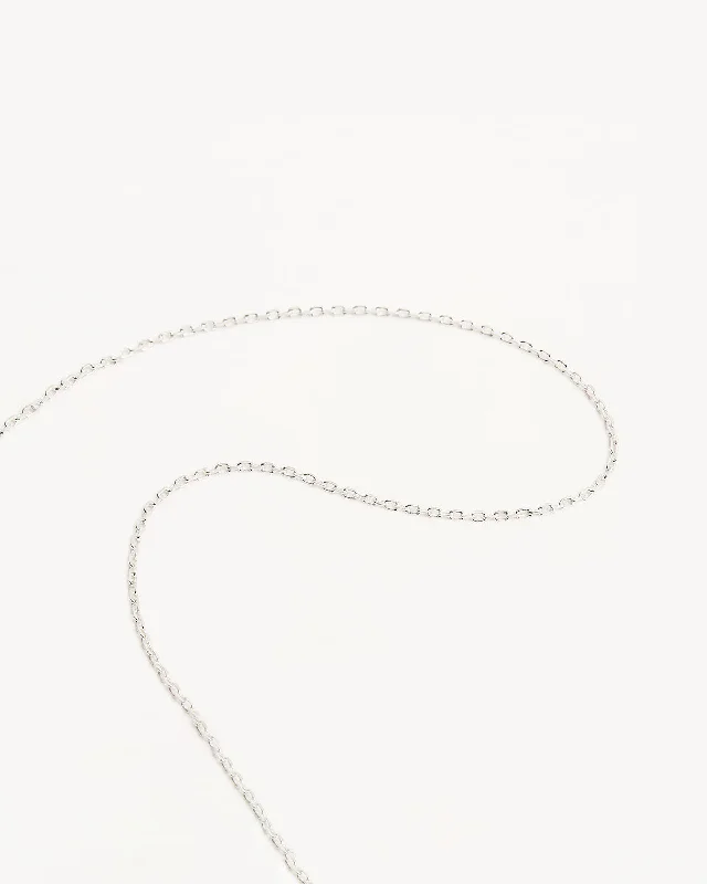 14k Solid White Gold 18" Signature Chain Necklace