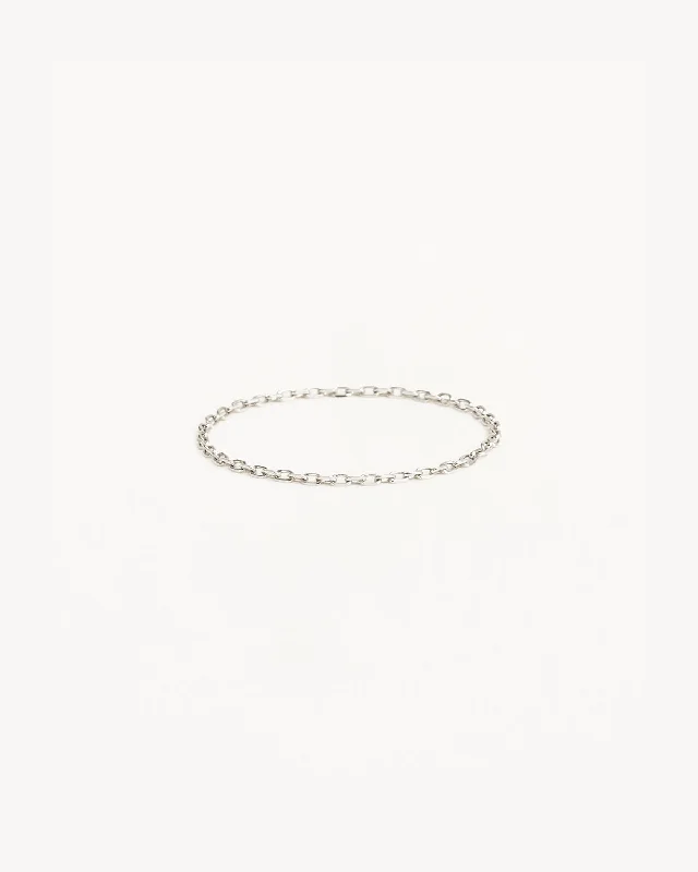 14k Solid White Gold Purity Chain Ring