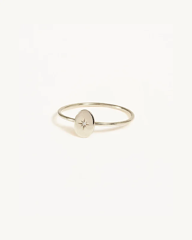 14k Solid White Gold Shine Your Light Ring