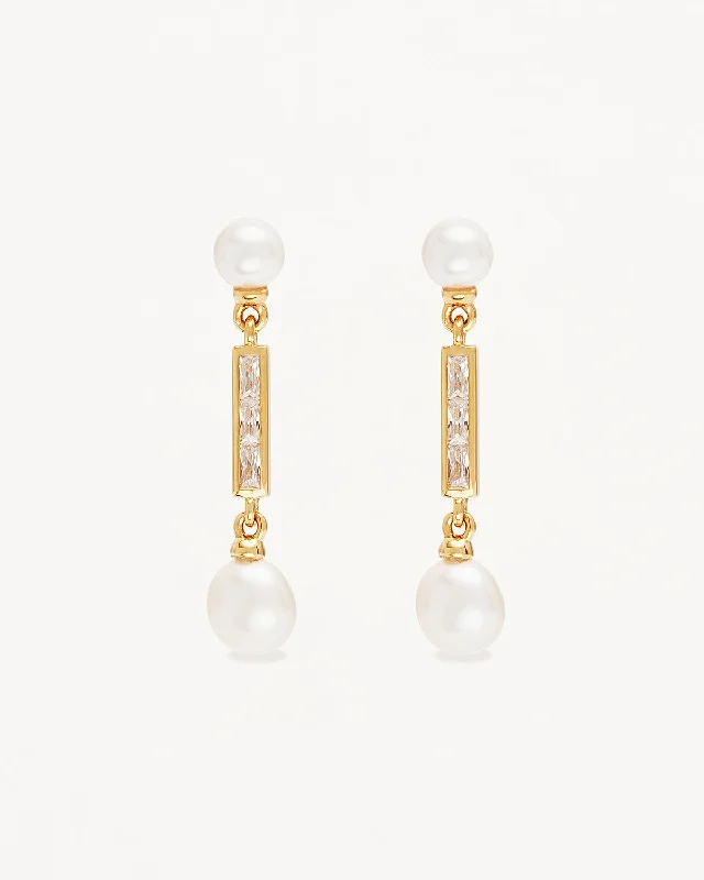 18k Gold Vermeil Breathe Pearl Drop Earrings