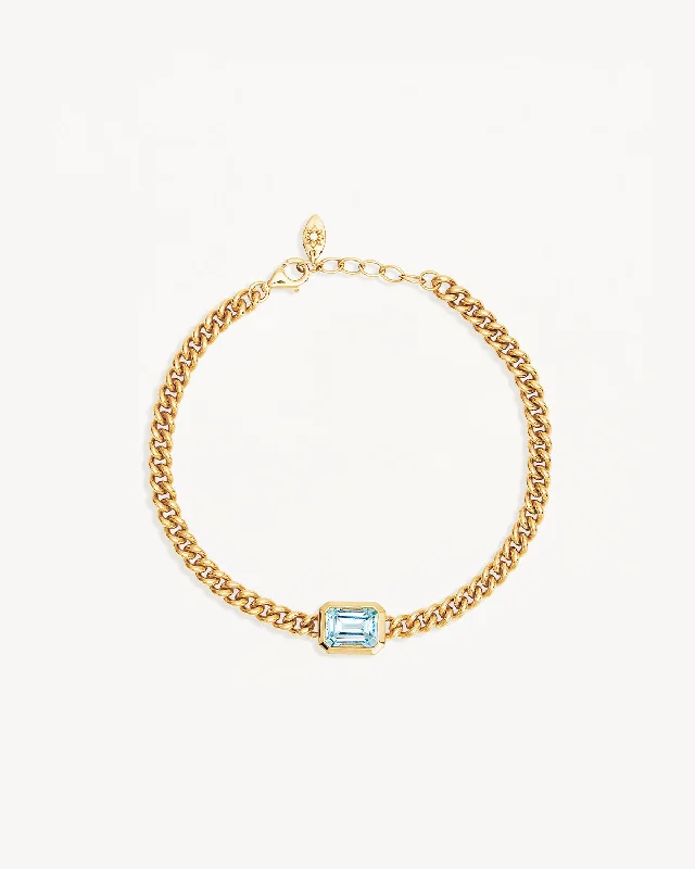 18k Gold Vermeil Calm Your Soul Topaz Curb Bracelet