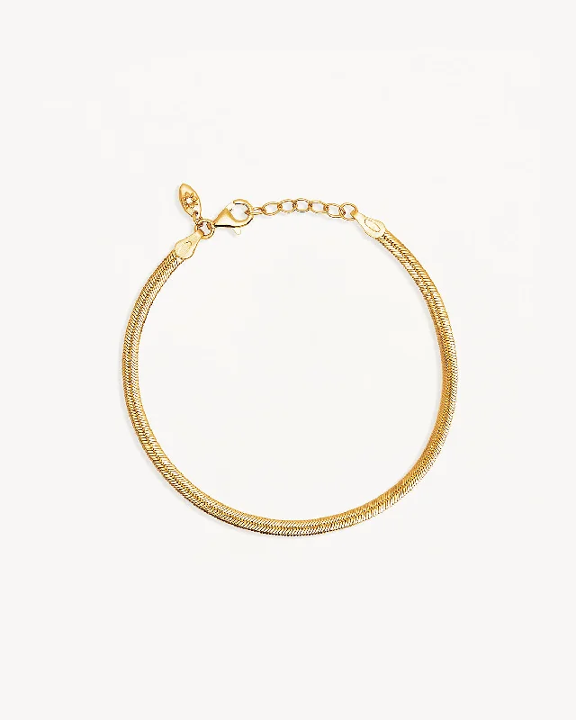 18k Gold Vermeil Herringbone Chain Bracelet