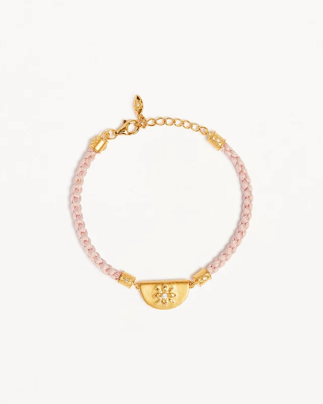 18k Gold Vermeil Lotus Pink Silk Cord Bracelet