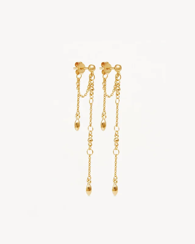 18k Gold Vermeil Luck and Love Chain Earrings