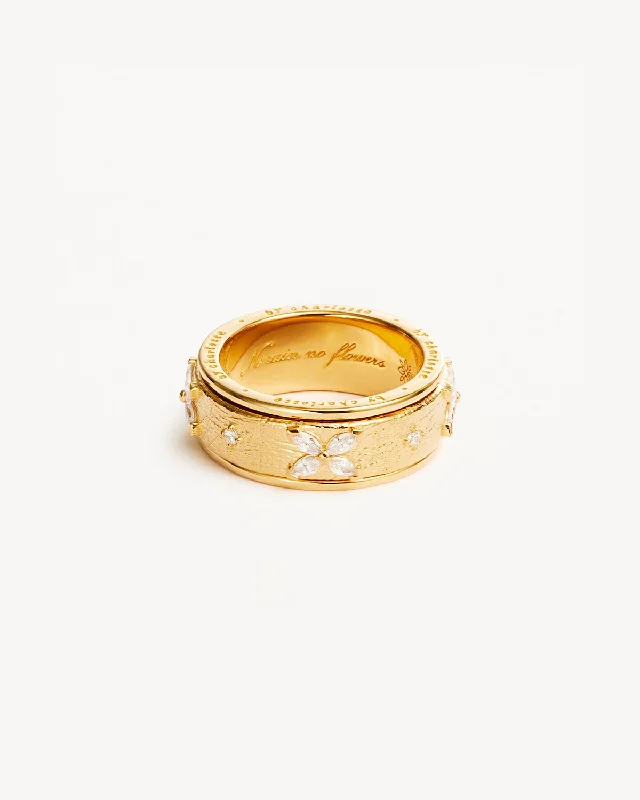 18k Gold Vermeil No Rain, No Flowers Spinning Meditation Ring