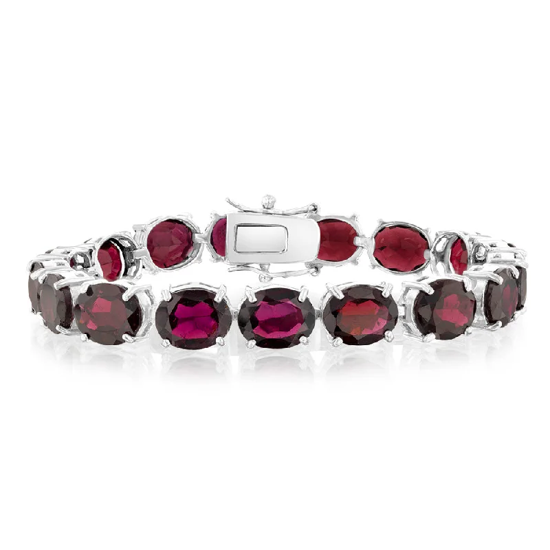 45 Carat Garnet Tennis Bracelet Set in Sterling Silver