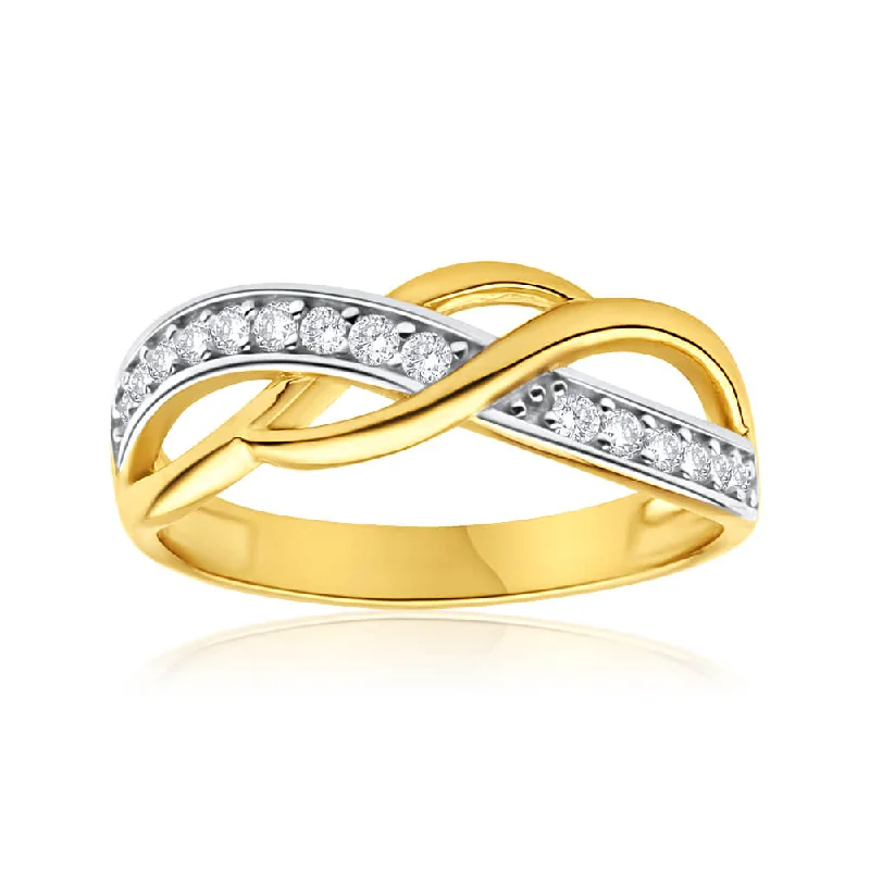 9ct Elegant Yellow Gold Cubic Zirconia Ring