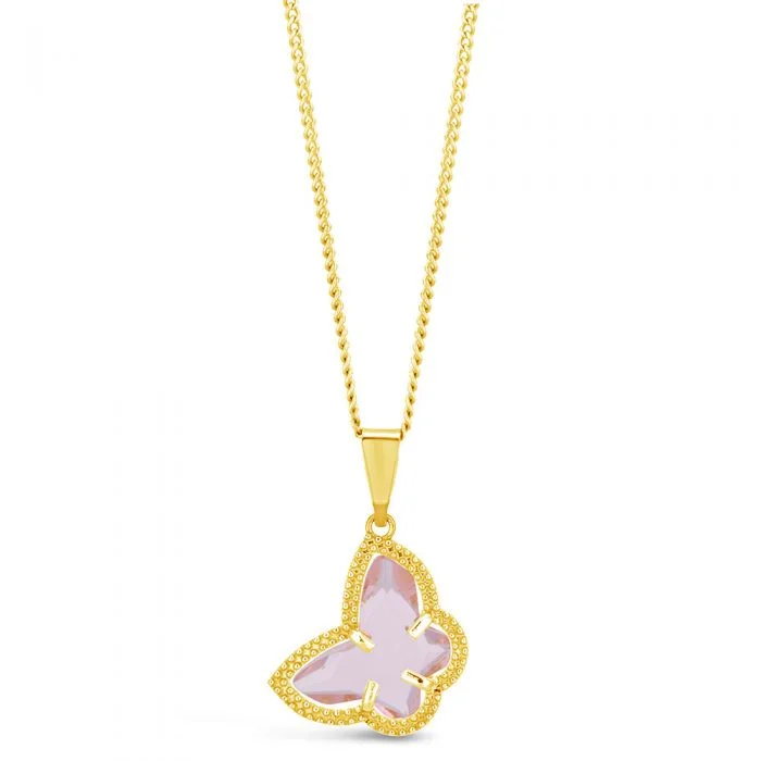 9ct Gold Filled Pink Coloured Butterfly Pendant