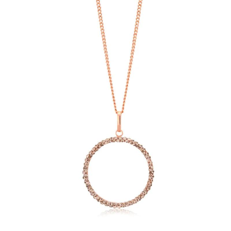 9ct Rose Gold Filled 20mm Round Crystal Pendant