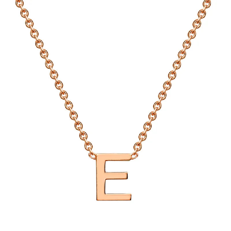 9ct Rose Gold Initial "E" Pendant on 43cm Chain