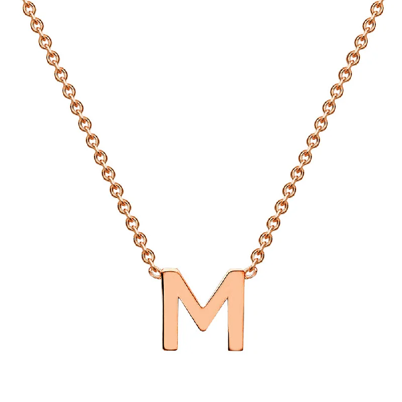 9ct Rose Gold Initial "M" Pendant On 43cm Chain