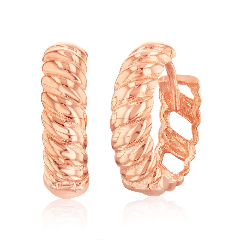 9ct Rose Gold Patterned 10.5mm Hoop Earrings