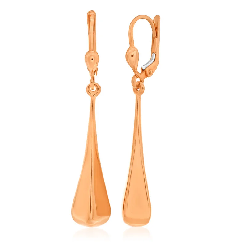 9ct Rose Gold Silver Filled Teardrop Drop Earrings