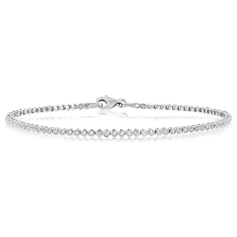 9ct White Gold Cubic Zirconia 19cm Fancy Bracelet