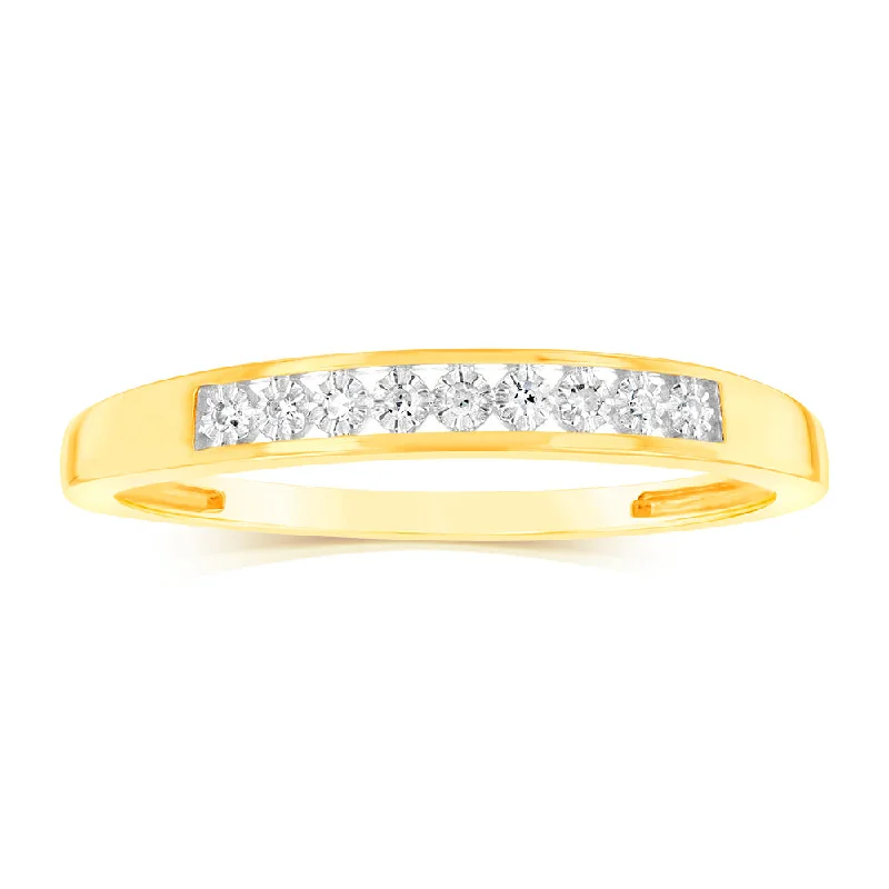 9ct White Gold Eternity Straight Ring with 9 Brilliant Cut Diamonds