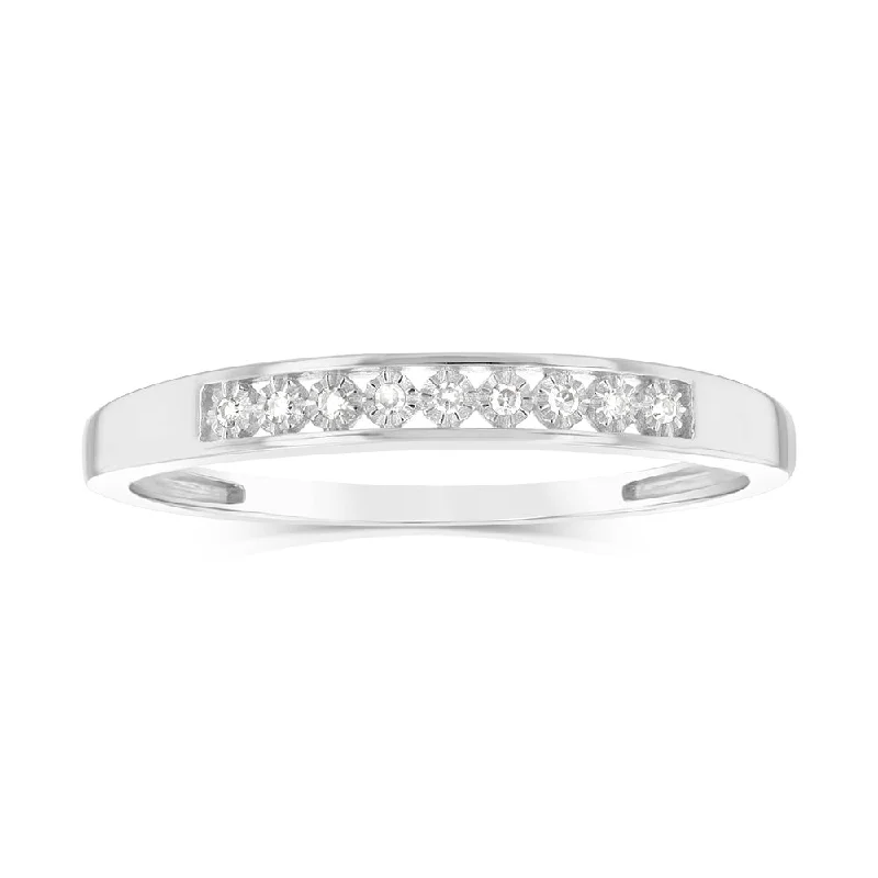 9ct White Gold Eternity Straight Ring with 9 Brilliant Cut Diamonds