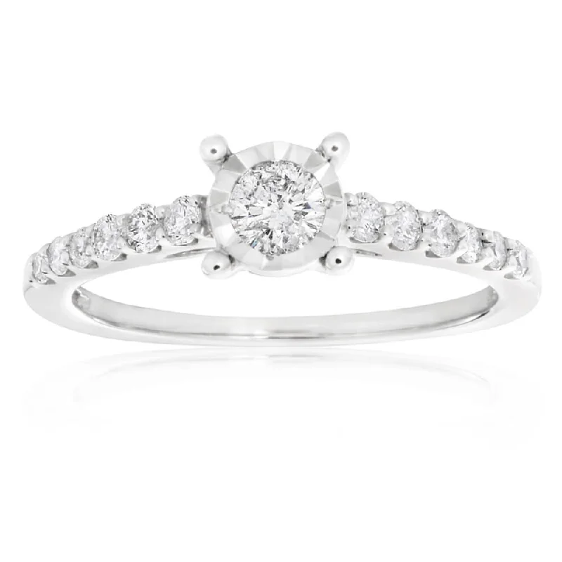 9ct White Gold Ring With 0.5 Carats Of Brilliant Cut Diamonds