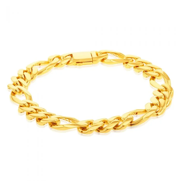 9ct Yellow Gold 1:3 Figaro 19.10cm Bracelet