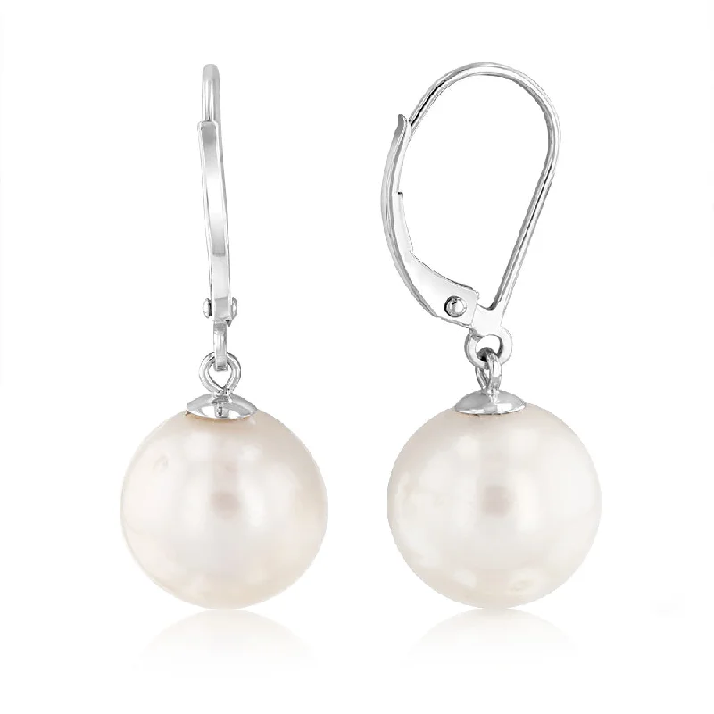 9ct Yellow Gold 10-11mm White South Sea Pearl Drop Earrings