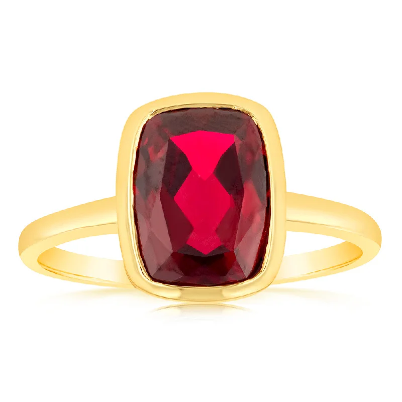 9ct Yellow Gold 4.5 Carat Created Ruby Ring