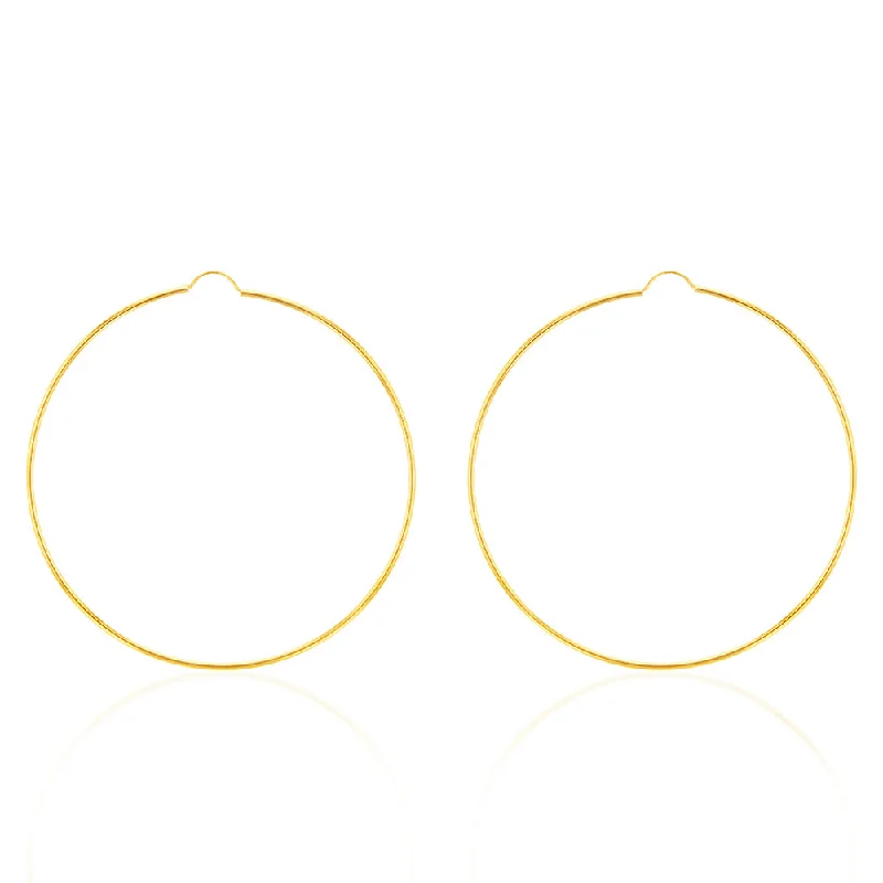 9ct Yellow Gold 60mm Plain Hoop Earrings