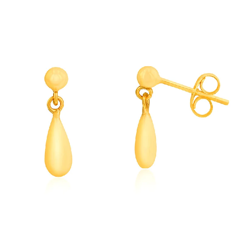 9ct Yellow Gold Bomber Drop Earrings