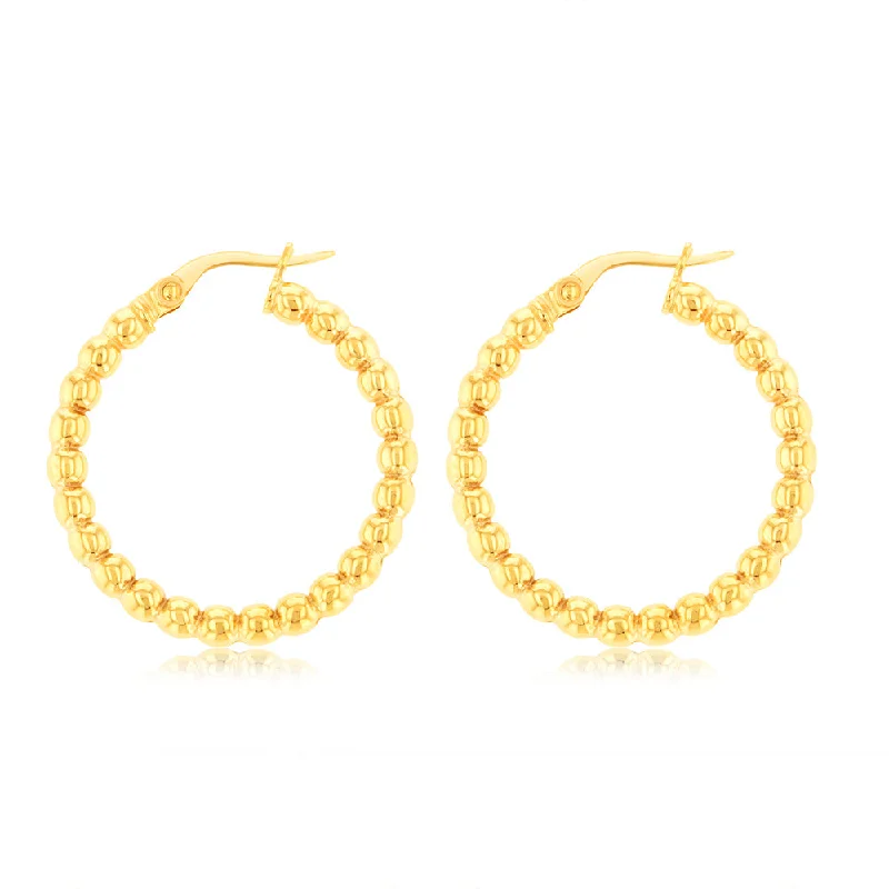 9ct Yellow Gold Bubble 20mm Hoop Earrings