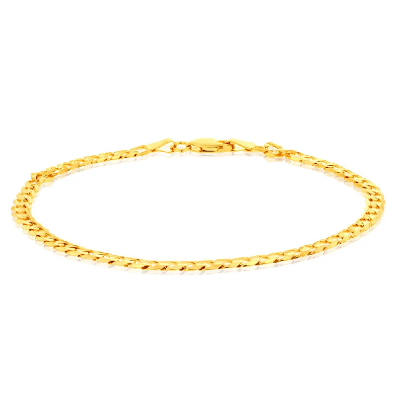 9ct Yellow Gold Concave Extra Flat 100 Gauge 4mm Curb 21cm Bracelet