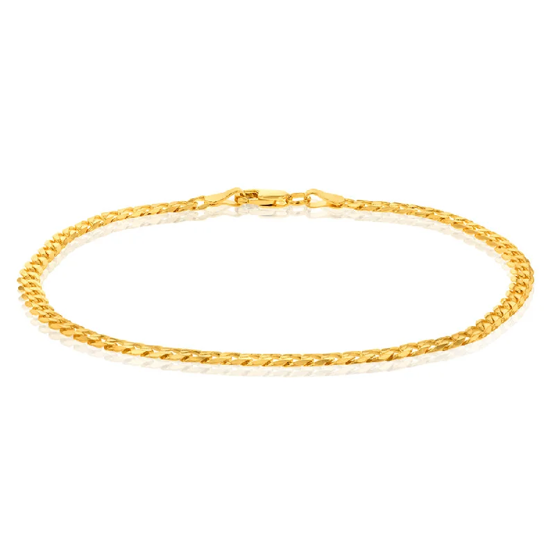 9ct Yellow Gold Concave Extra Flat 80Gauge 3mm Curb 19cm Bracelet