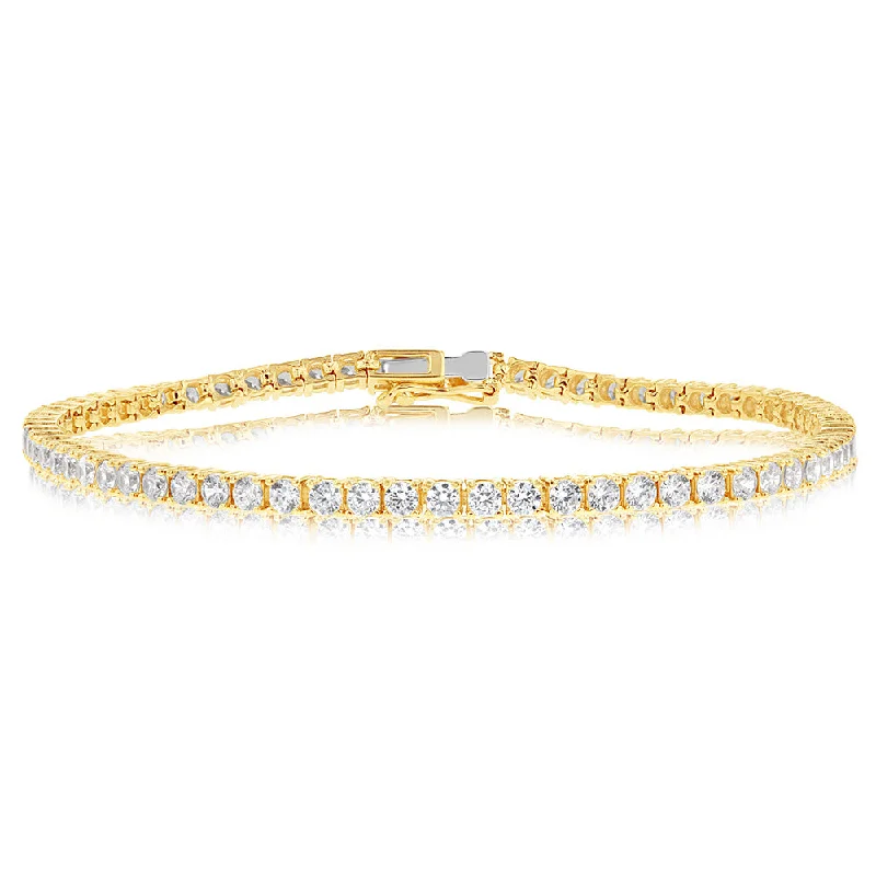 9ct Yellow Gold Cubic Zirconia 19cm Tennis Bracelet