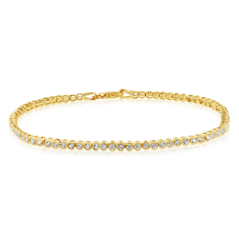 9ct Yellow Gold Cubic Zirconia Fancy 18cm Bracelet