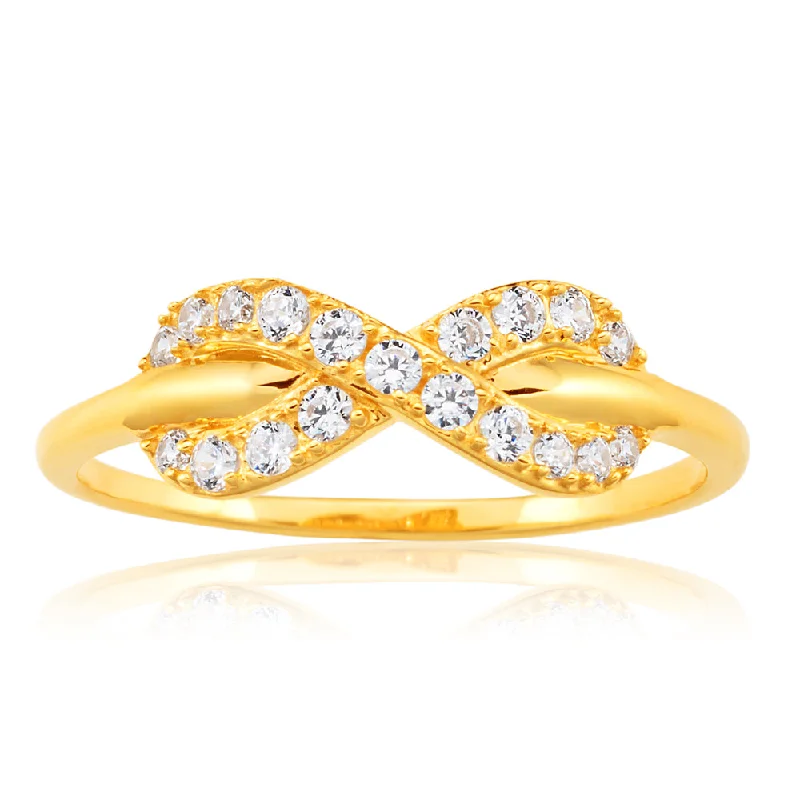 9ct Yellow Gold Cubic Zirconia Infinity Ring