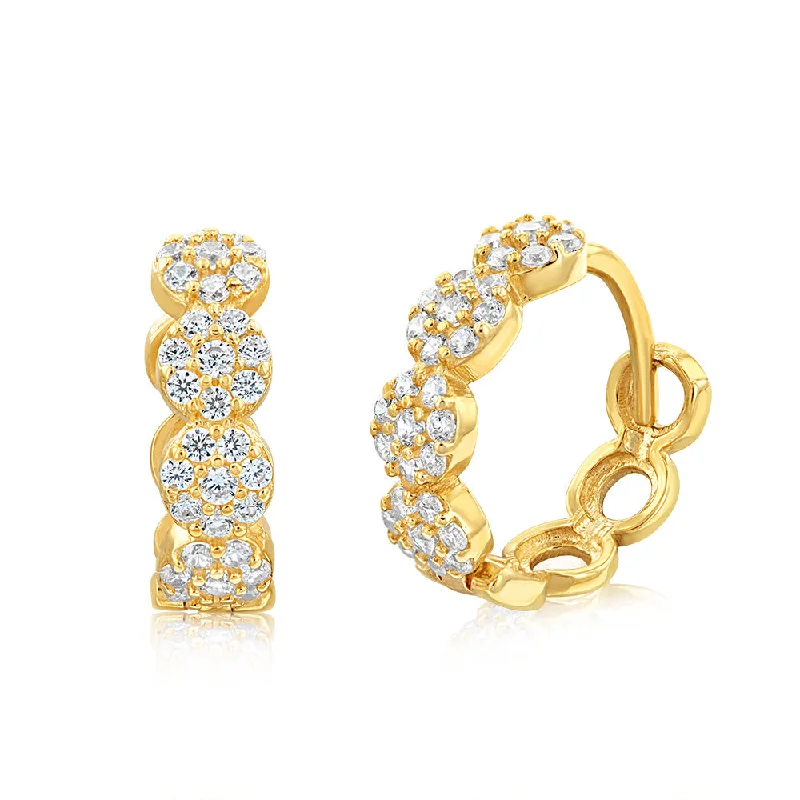 9ct Yellow Gold Cubic Zirconia On Hoop Fancy Earrings