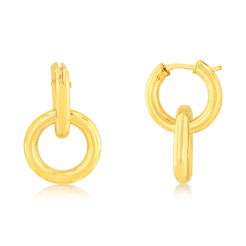 9ct Yellow Gold Entwined Circles Hoop Earrings