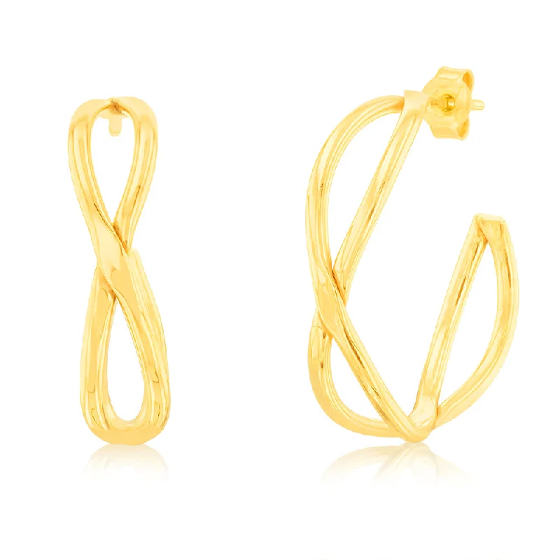 9ct Yellow Gold Fancy 20mm Hoop Earrings