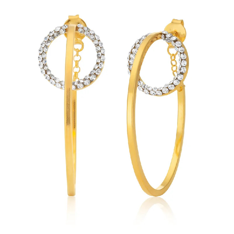 9ct Yellow Gold Filled Fancy Crystal Hoop Earrings