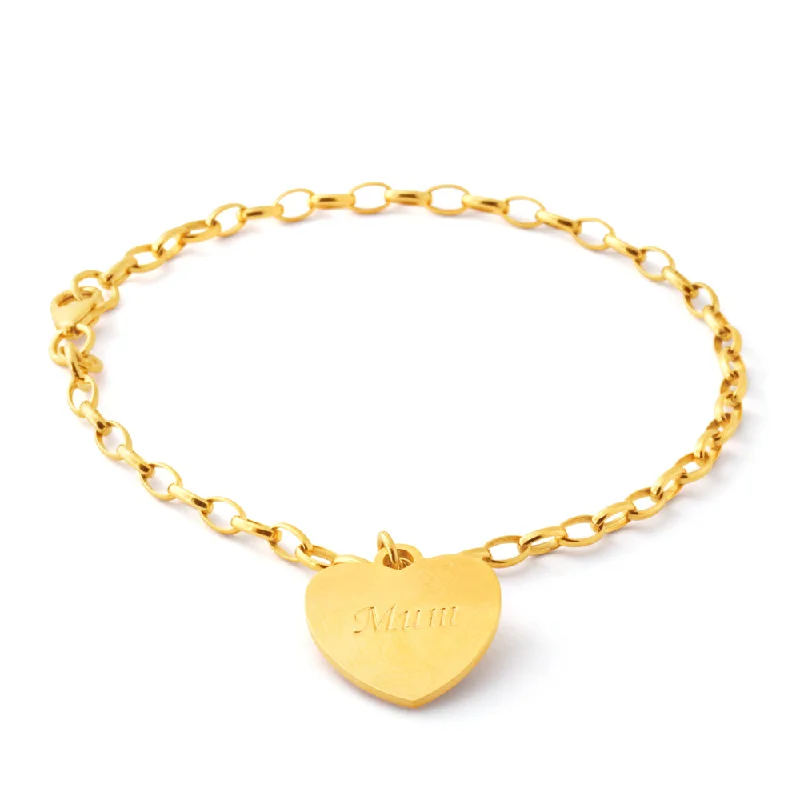 9ct Yellow Gold-Filled Mum Charm 19cm Bracelet