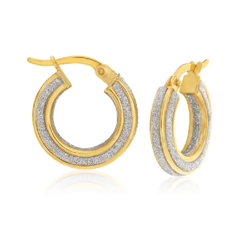 9ct Yellow Gold Filled Stardust Hoop Earrings