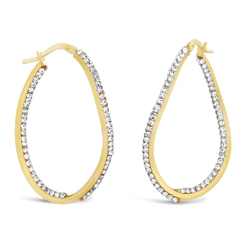 9ct Yellow Gold Filled Twist Crystal Hoop Earrings