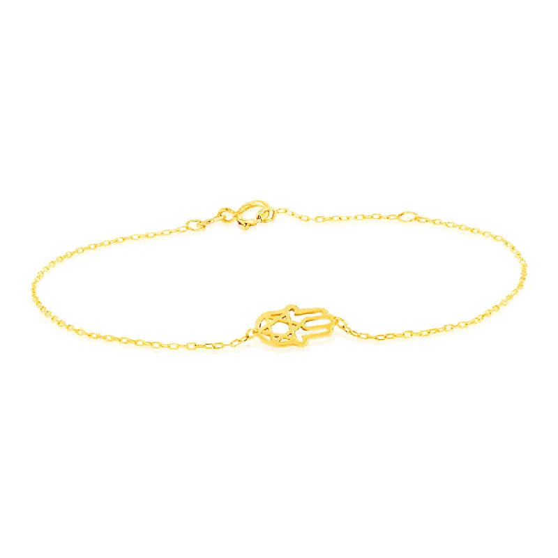 9ct Yellow Gold Hand Of Fatima 19cm Bracelet