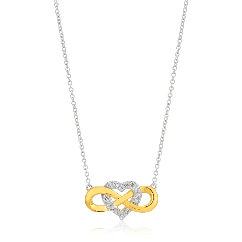 9ct Yellow Gold Heart & Infinity Pendant on Chain