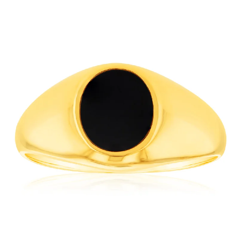 9ct Yellow Gold in 0.64 Carat Agate Gents Ring