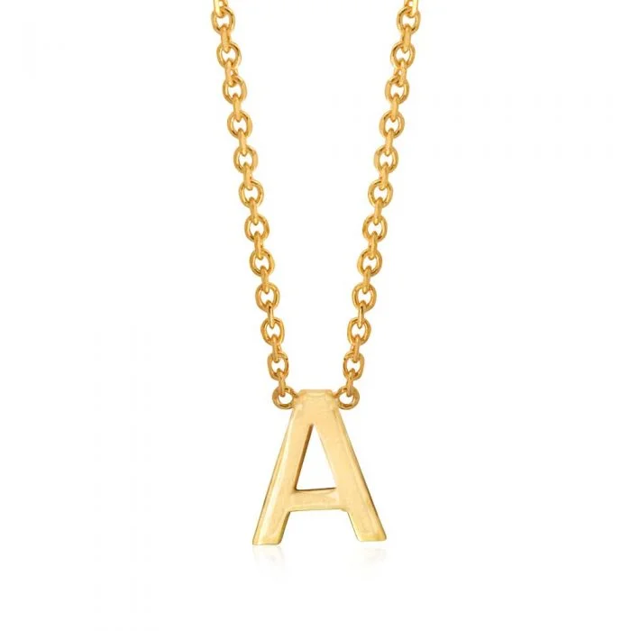 9ct Yellow Gold Initial "A" Pendant On 43cm Chain