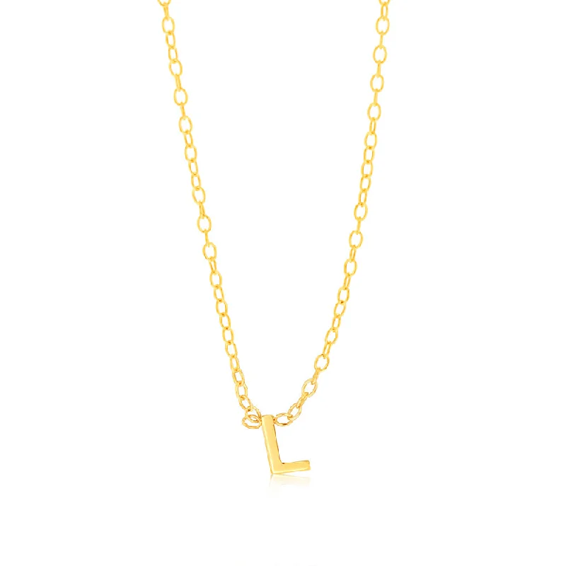 9ct Yellow Gold Initial "L" Pendant On Chain