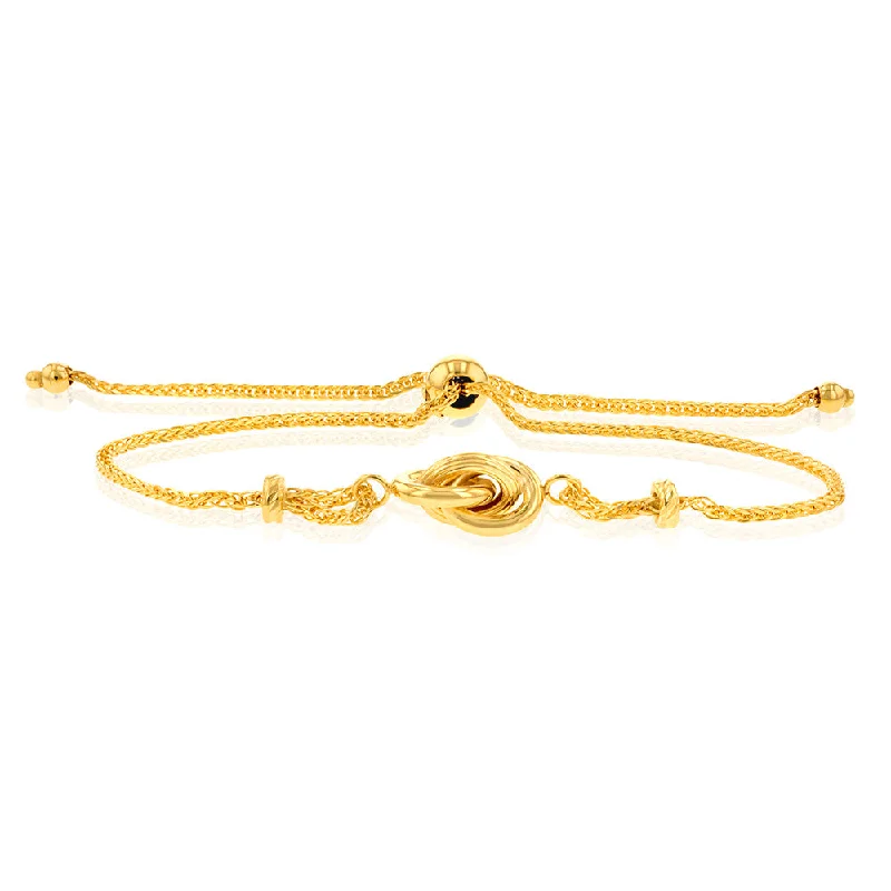 9ct Yellow Gold Knot Adjustable 23.5cm Bracelet