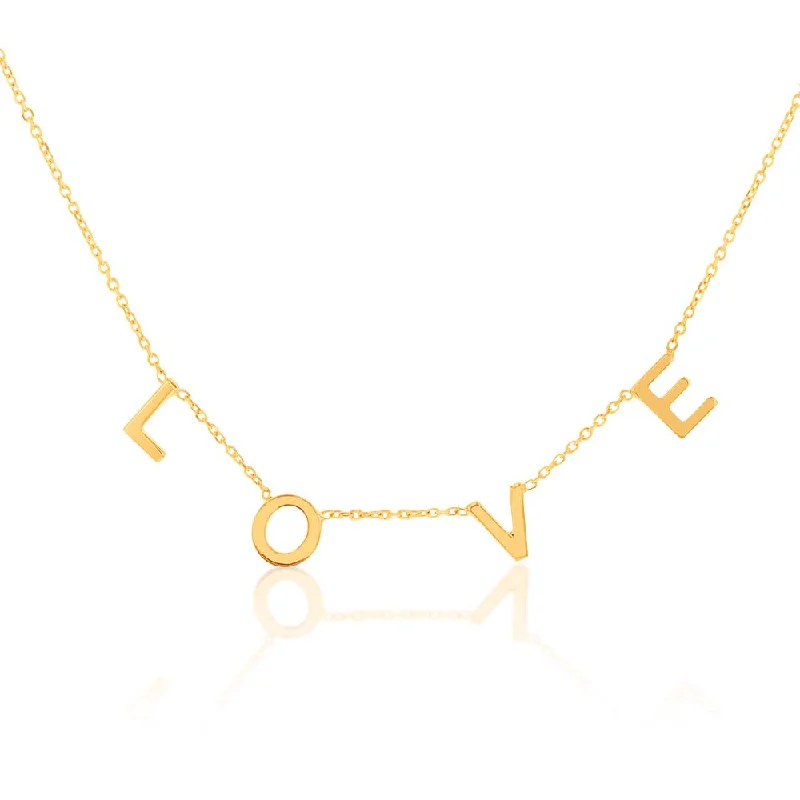 9ct Yellow Gold Love Pendant On Chain