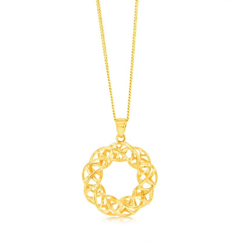 9ct Yellow Gold Mesh Circle Of Life Pendant